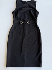 Tommy Hilfiger Black Sleeveless Buckle Waist Stretch Knee Length Dress Womens 2
