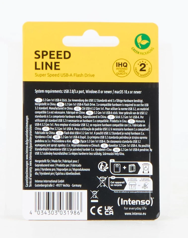 Intenso Speed Line - 2X 64 Go - Clé USB 3.2 Gen 1x1, Noir - Photo 3/4