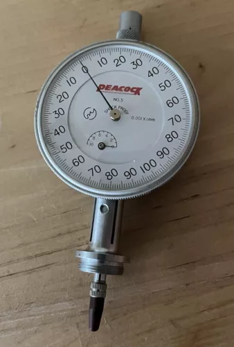Peacock No.5 Drop Dial Indicator - 0.001 X 1mm Excellent Condition (1)