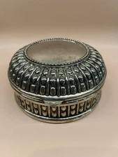 Things Remembered Trinket Jewelry Box Silver Plate Beaded Round Lined