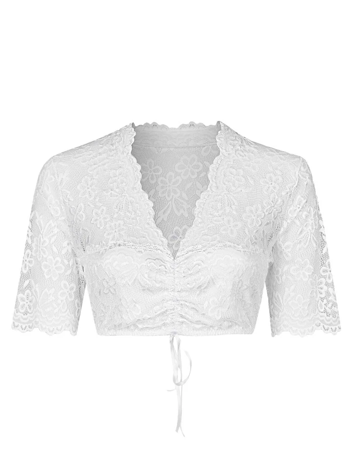 Nina von C. Dirndlbluse halbarm Melina 16 467 326 0 weiss, champagner, schwarz - Bild 3 von 3