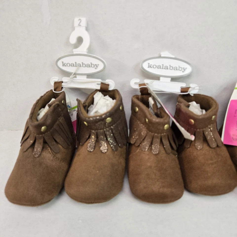 Nuevo Kola Bebé Lote De 4 Botas Mocasín Talla 2 Marrón Borlas A Granel Zapatos de Bebé Foto 2 de 4