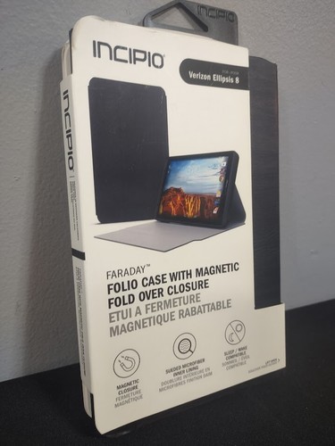Incipio Faraday Verizon Ellipsis 8 Black Tablet Folio Case Cover Magnetic Fold