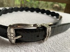 Brighton Belt Women XS/Small Leather Croc Embossed Reversible Brown Black Swivel