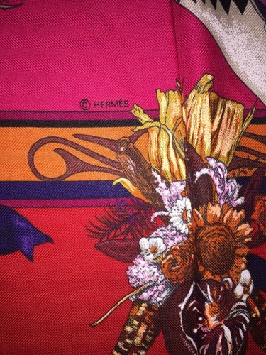 Rare Hermes Shawl Cashmere Silk Scarf Foulard Tuch Carré Kachinas 140 - Picture 11 of 12