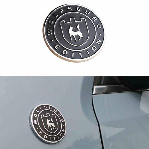 4PC Wolfsburg Edition Wheel Center Hub Cap Emblems - 3D Black Badge Decals For Volkswagen Replacement
