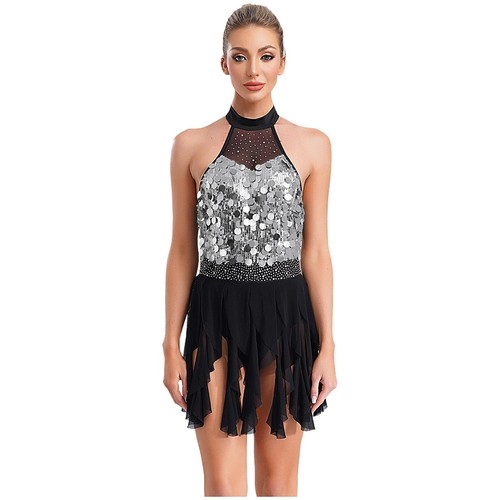 Womens Sparkly Latin Dance Leotard Dress Samba Tango Ballroom Dance Costume - Picture 122 of 140