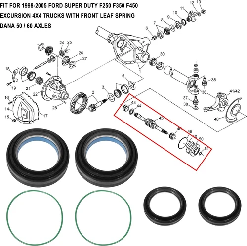 1998-2004 Ford F250 F350 F450 F550 Excursion 4x4 Front Axle Vacuum Seal O Ring - Picture 6 of 13