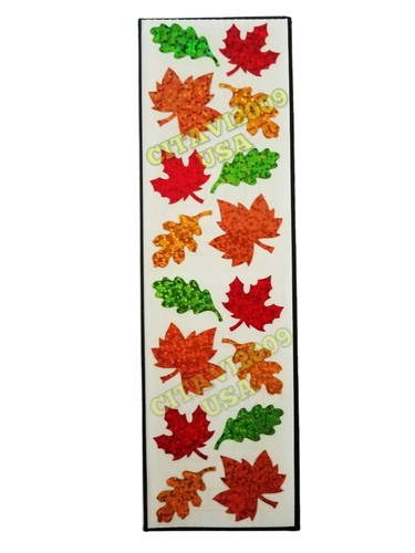 HAMBLY STUDIOS PRISMATIC VINTAGE STICKERS SHEET AUTUMN MAPLE TREE LEAVES RARE.