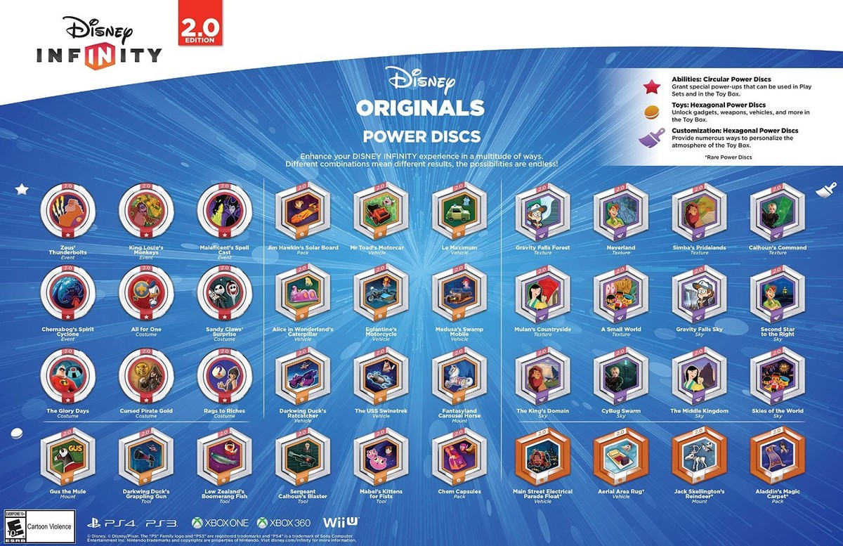 Disney Infinity 2.0 Originals Power Discs Complete Your Set Lot