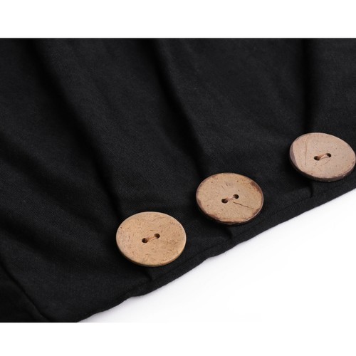 Womens Buttoned Side Long Sleeve Solid Color Tops Spring Autumn Tunic Top Shirt - Picture 12 of 39
