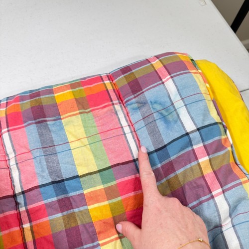 vintage ralph lauren home comforter twin yellow blue plaid tartan cotton usa - Picture 12 of 14