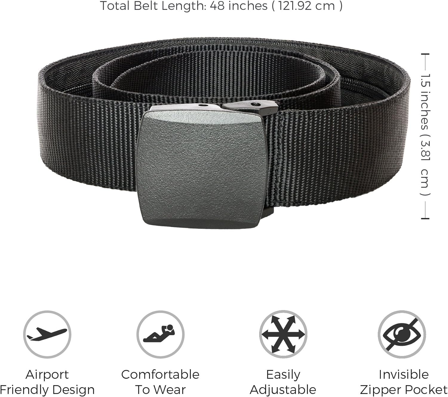 Travel Security Belt Hidden Money Belt, anti Theft Travel Belt TSA