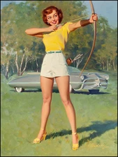 Vintage Pin Up Illustration Art Bow and Arrow 11 x 14"  Photo Print