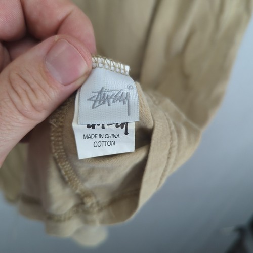 Stussy Short Sleeve T-shirt Shirt Beige Worldwide Tribe Long Line Stüssy XL Mens - Picture 9 of 15
