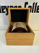 1988 Super Bowl XXII Solid Brass And Leather Coasters In Wood Box💎San Diego