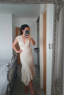 Reiss Anastasia Lace Flute Midi Dress UK