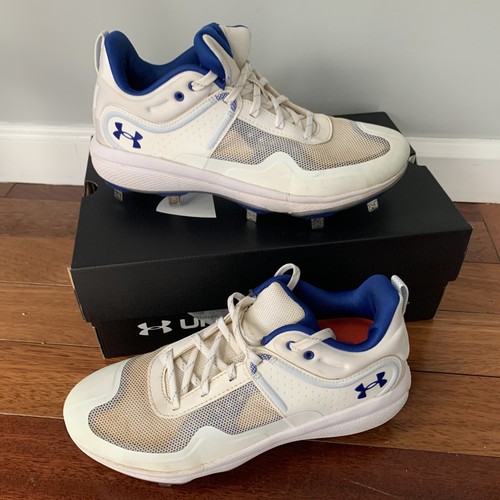 UA Under Armour Glyde MT Softball Cleats - WHITE & BLUE SIZE 8.5 - 第 1/9 張圖片