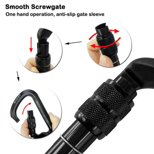 30KN Rock Tree Climbing Carabiner Aluminum Locking Screwgate Clip Hook Rescue CE - Picture 4 of 9