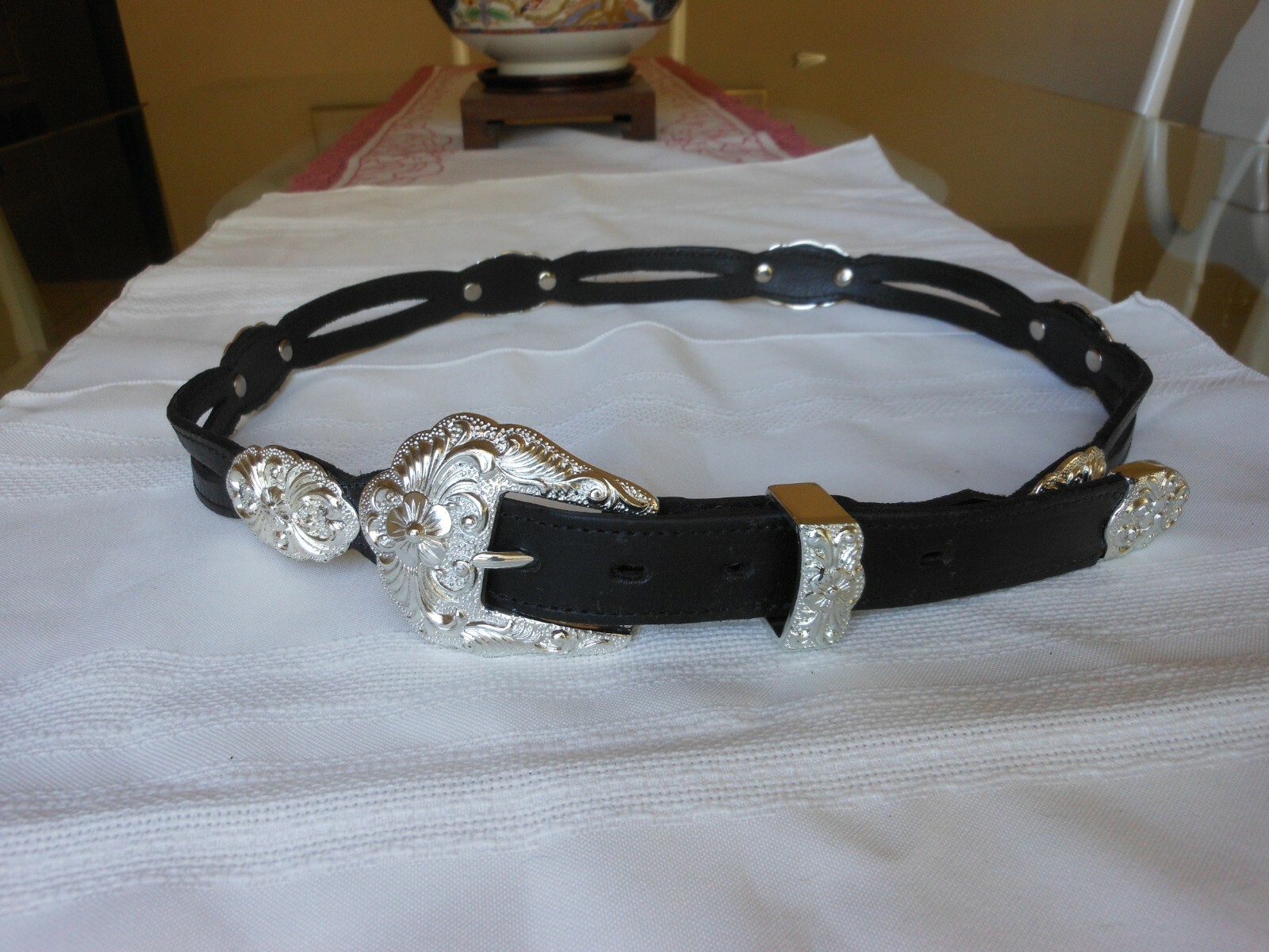 NOCONA Belt Co Black Leather Belt Size 36 - Made … - image 4