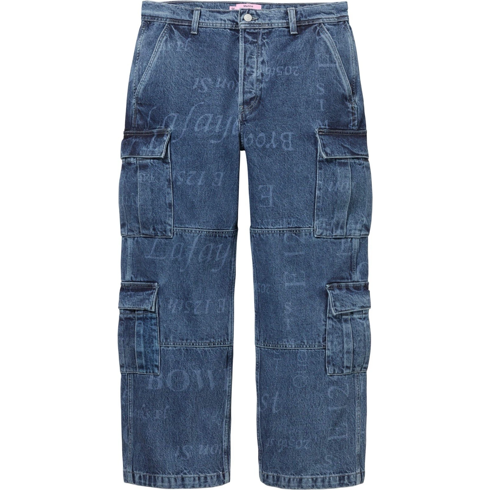 PANTALON CARGO EN DENIM SUPREME®/MARTINE ROSE® taille 36 en bleu lavé FW24