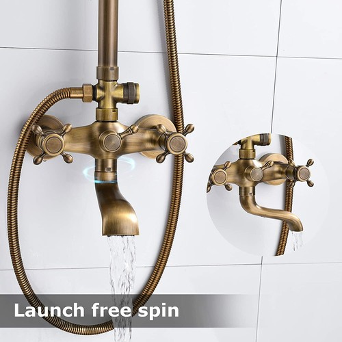 Exposed Shower Mixer Bathroom Twin Head Round Square Bar Set Wall Shower Taps - Picture 54 of 158
