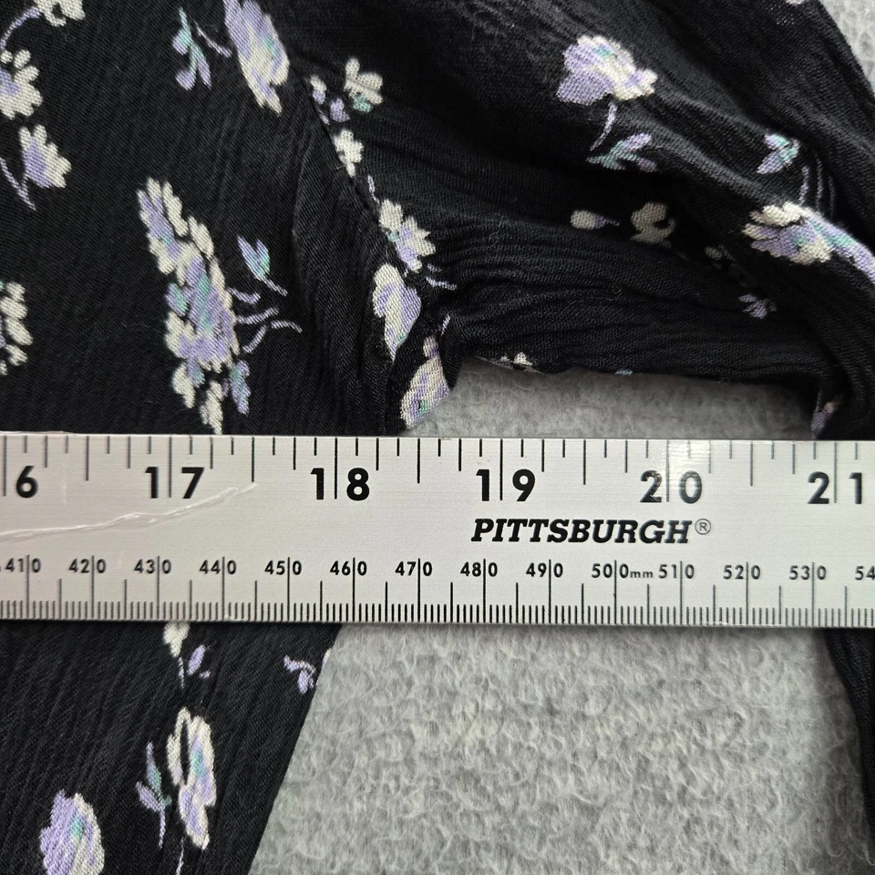 Mameluco Hollister Mujer L Negro Floral Viscosa Volantes Manga Foto 3 de 4