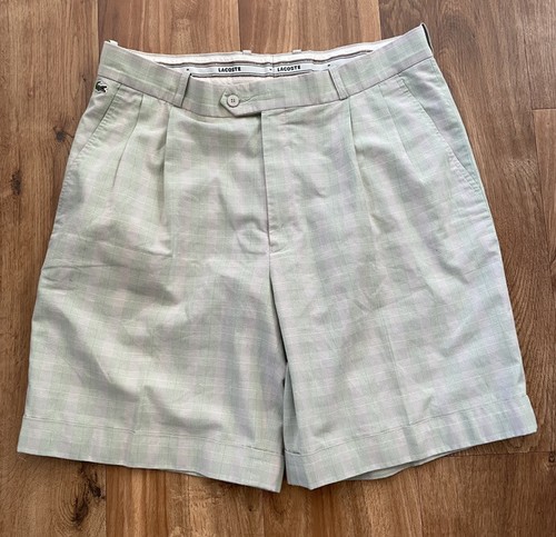 CHEMISE LACOSTE VINTAGE 80s TARTAN PLAID GOLF SHORTS FOOTBALL CASUALS size 34"