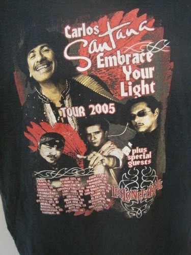 CARLOS SANTANA Embrace your light 2005 tour Mens 2XL Black 2 Sided T-SHIRT - Picture 5 of 6