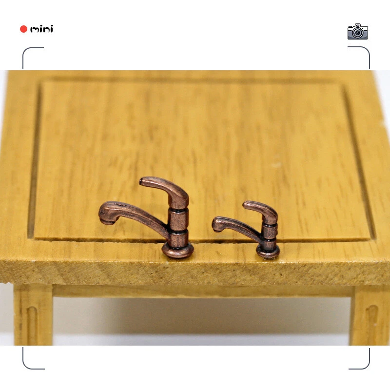 4PC 1:12 Scale Dolls House Miniatures Lot Sink Faucet Metal Furniture Accessory - Image 3 of 4