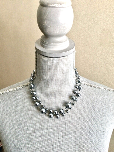 VTG 1990's Medium and Large Bead and Faux Pearl Necklace Lot 3 Gray Brown Black - Picture 8 of 8