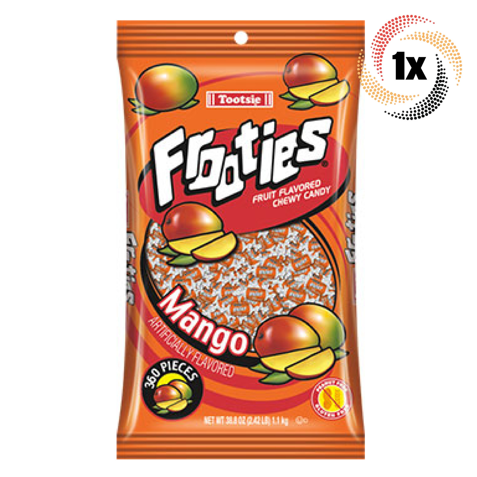 1 Пакетик жевательных конфет Tootsie Frooties со вкусом манго без глютена | 360 штук