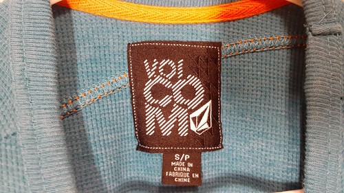 👀 Volcom Stone Thermal Waffle Long Sleeve Shirt Mens Size small Teal - Picture 6 of 12