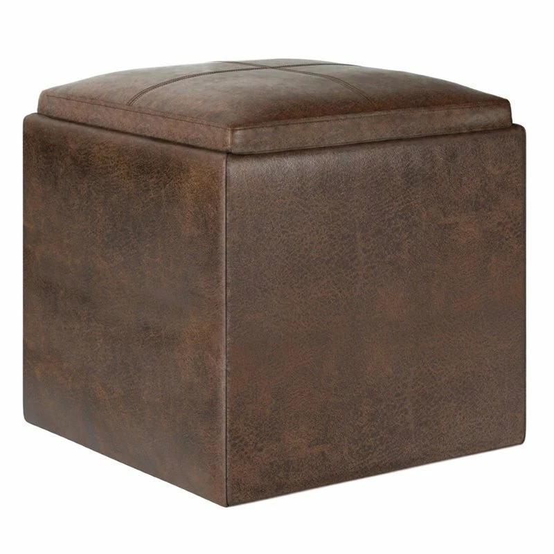 Brown storage sale ottoman with tray