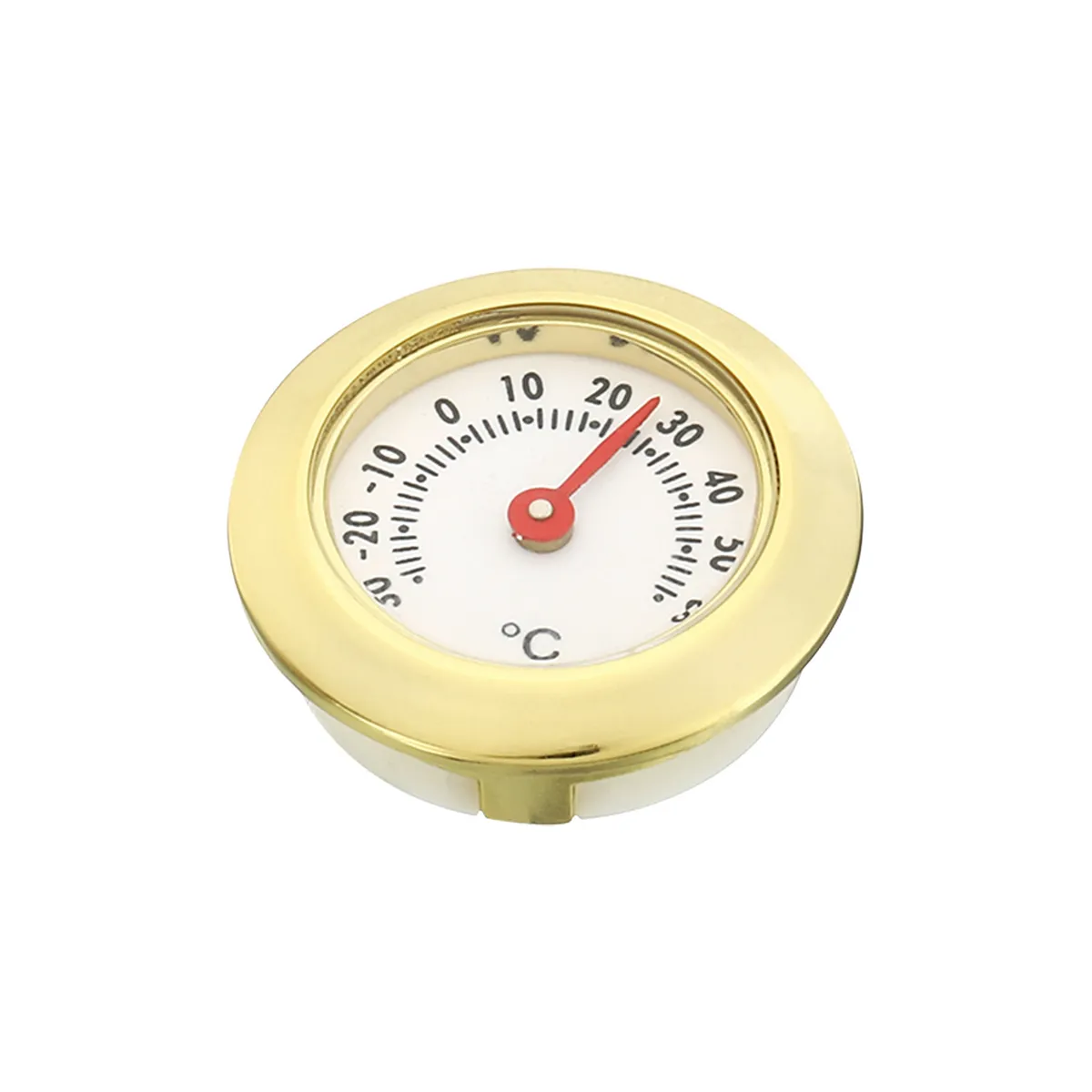 1.1inch Mini Indoor Outdoor Thermometer, Round Temperature Monitor Celsius Meter Gauge No Battery Required for Greenhouse Table Room, Gold 