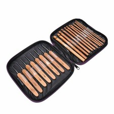 20pcs Bamboo Handle Crochet Hooks Knitting Needles Set Weave Craft US STOCK