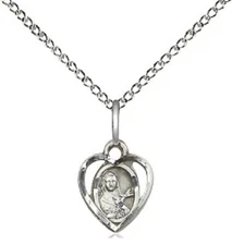 St. Therese of Lisieux Sterling Silver Heart Shaped 18" Rod Necklace Bliss NEW