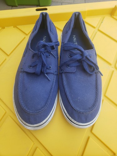 blue canvas deck shoes