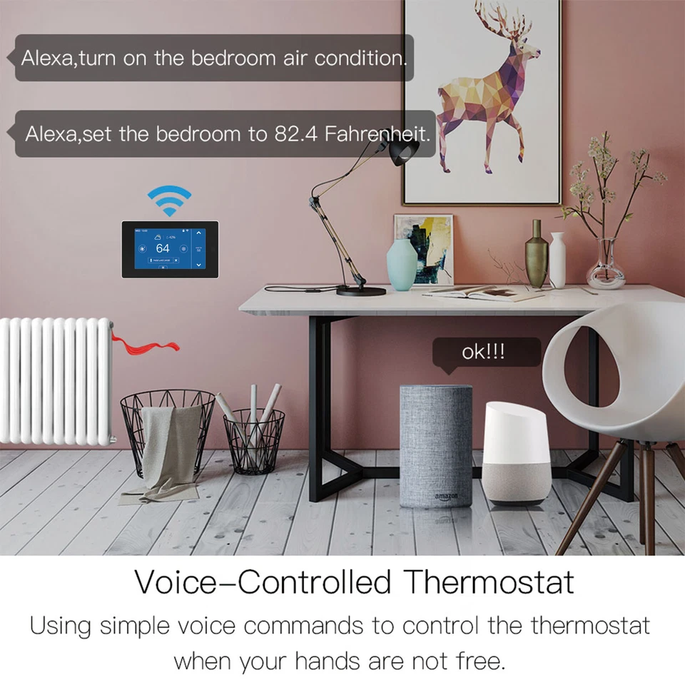 MOES WiFi Smart Programmable Thermostat For Home Zone Remote Sensor APP Control - Image 3 of 4