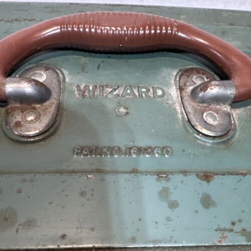 Cassetta degli attrezzi vintage scatola attrezzi mago blu verde western auto rara - Foto 2 di 10