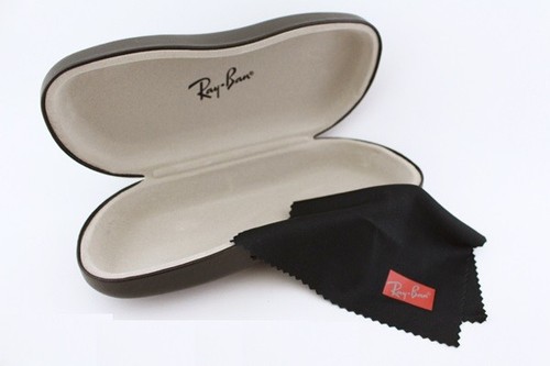 Brand New Ray Ban Hard Eyeglasses Aviator Case Glasses Black Clamshell Cloth Rx - Picture 6 of 8