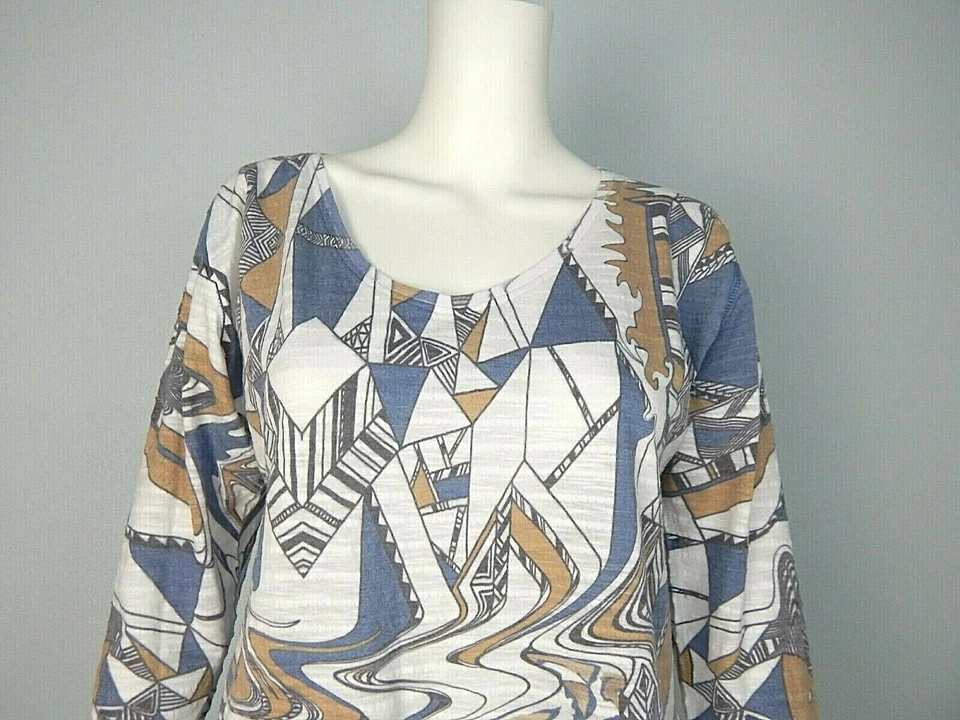 Top túnica multicolor manga 3/4 cuello redondo Krazy Larry para mujer talla M Foto 3 de 4