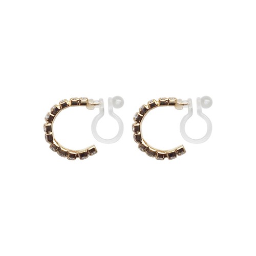 Invisible Crystal Clip On Hoop Earrings Non Pierced Fashion Earrings Gold - Picture 11 of 11