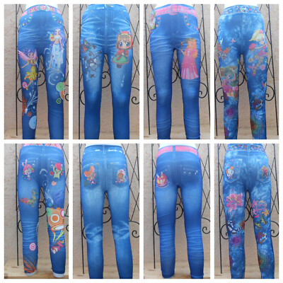  Leggings Jeans Optik.Treggings Freizeithose-Hose,mit schönen Abbildung