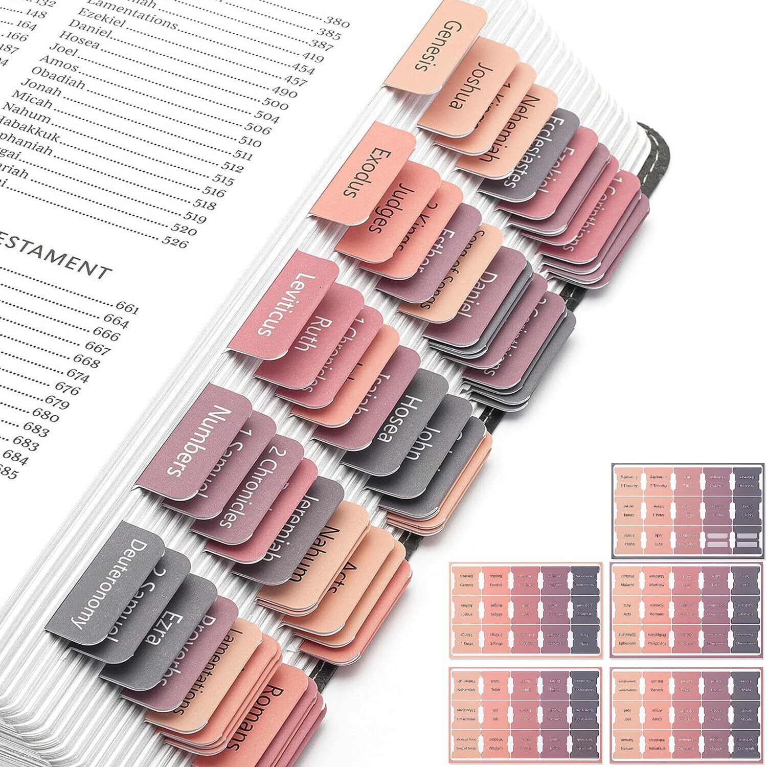 Laminated Neutral Bible Tabs for Women and Men - 75 Sturdy Index Tabs Easy to Apply-image