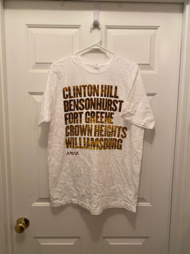 New Jay-Z New York Neighborhoods Williamsburg White Brown Concert T-Shirt Large