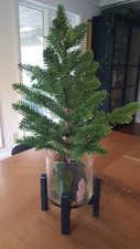 Artificial Potted Pine Tree Wood Stand 25 inch Holiday Decor
