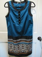 Ann Taylor Loft Sheath Dress Sleeveless Cotton Blue Black