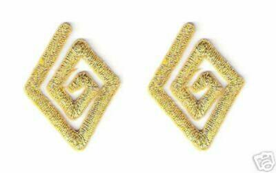 1 1/4'' Metallic Gold Scroll Diamond Embroidery Patch