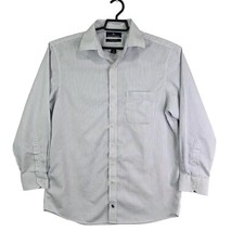 Mens Hart Schaffner Marx Shirt White Pinstripe Cotton Button Down Size 16.5